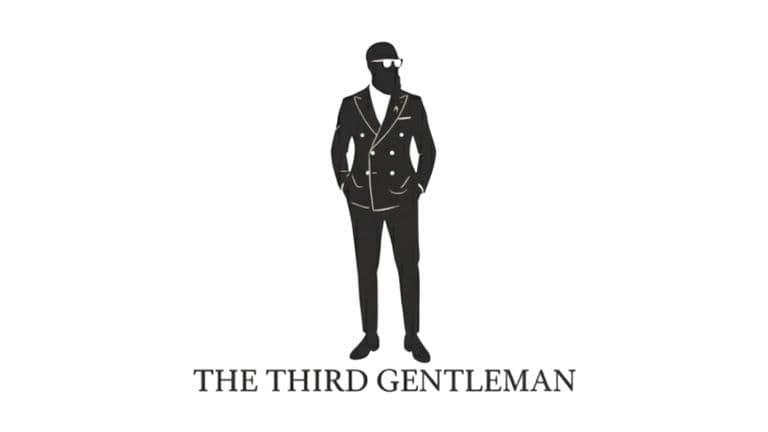 The Third Gentleman brand, showcasing a stylish, confident man dressed in a classic suit with sunglasses.