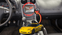 C6 Corvette factory dashboard with Bluetooth adapter installation location highlighted.