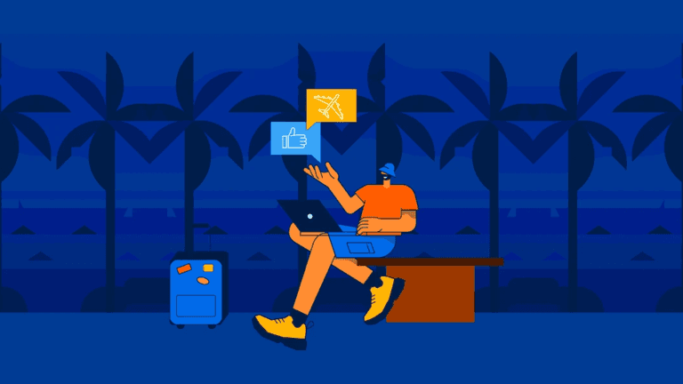 Professional working remotely during hybrid vacation, using laptop in travel setting, balancing productivity, remote collaboration, and modern flexible work lifestyle.