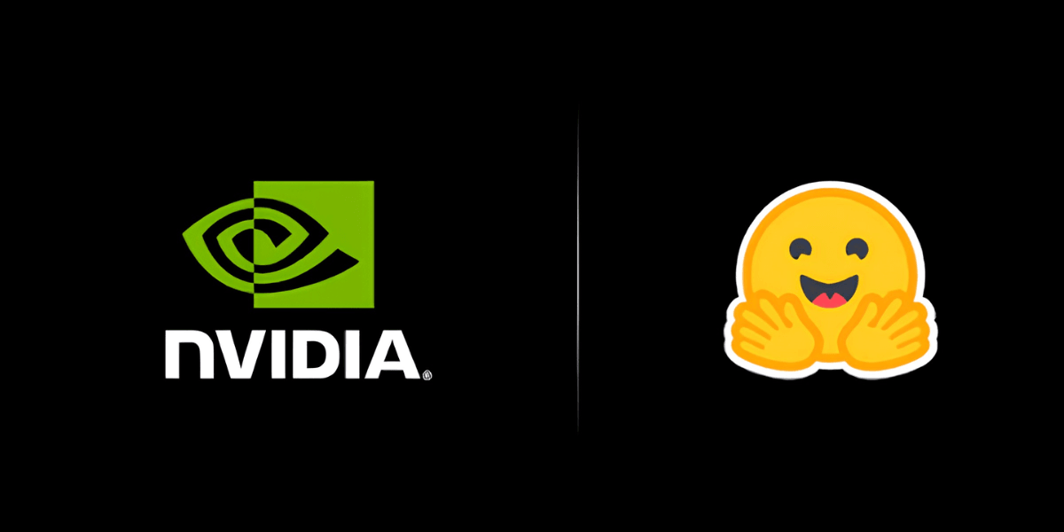 NVIDIA logo next to a cheerful clapping emoji on a black background