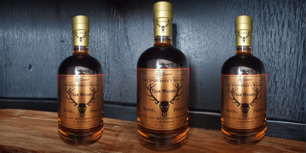 "Team Whiskey 8-year 115 Barrel Proof Bourbon – Craftsmanship, adventure, and outdoor lifestyle in every bottle."