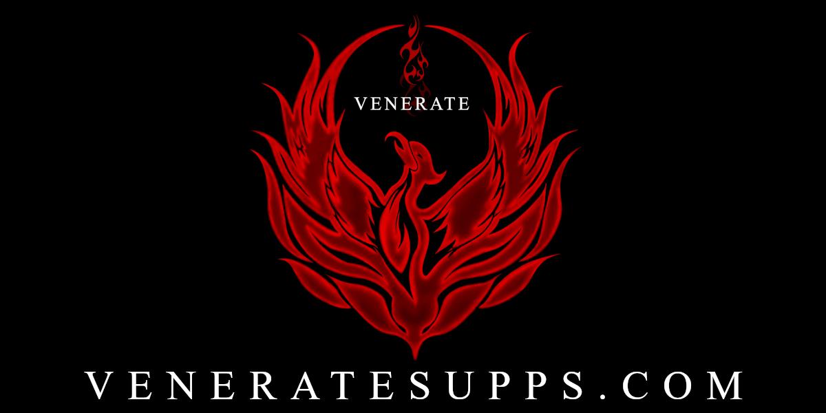 Red phoenix logo with the word "Venerate" and the website veneratorsupps.com displayed.