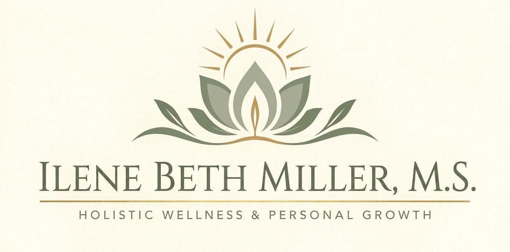 Logo for Ilene Beth Miller featuring a lotus flower and sun rays design