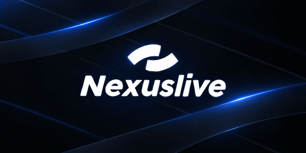 Nexuslive logo on a dark background with blue light accents