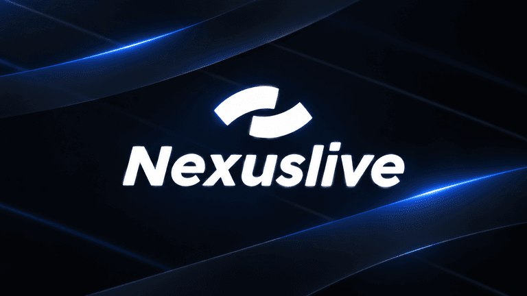 Nexuslive logo on a dark background with blue light accents