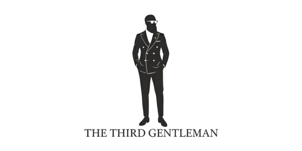 The Third Gentleman brand, showcasing a stylish, confident man dressed in a classic suit with sunglasses.