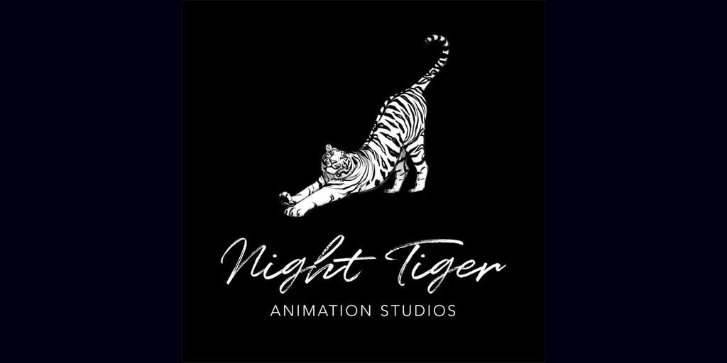 White tiger illustration above the Night Tiger Animation Studios logo on a black background.