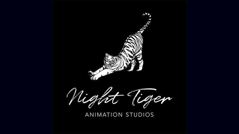White tiger illustration above the Night Tiger Animation Studios logo on a black background.