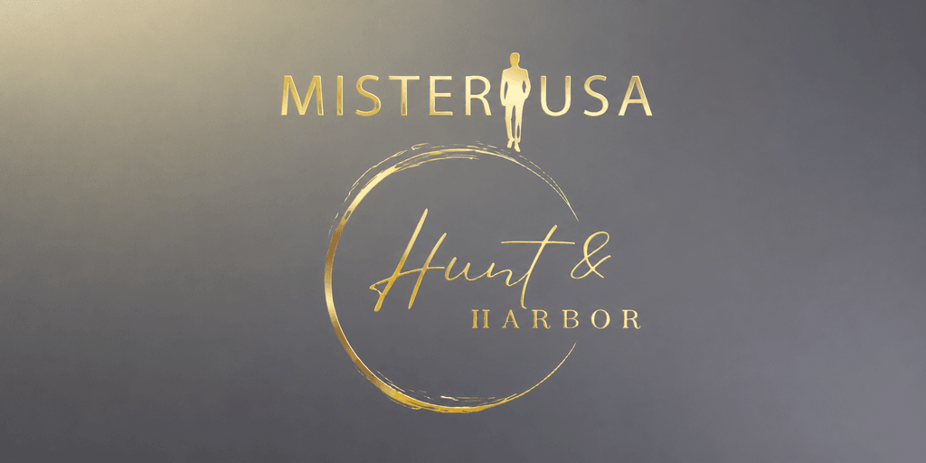 Gold Hunt & Harbor and Mister USA logo on a dark gradient background.