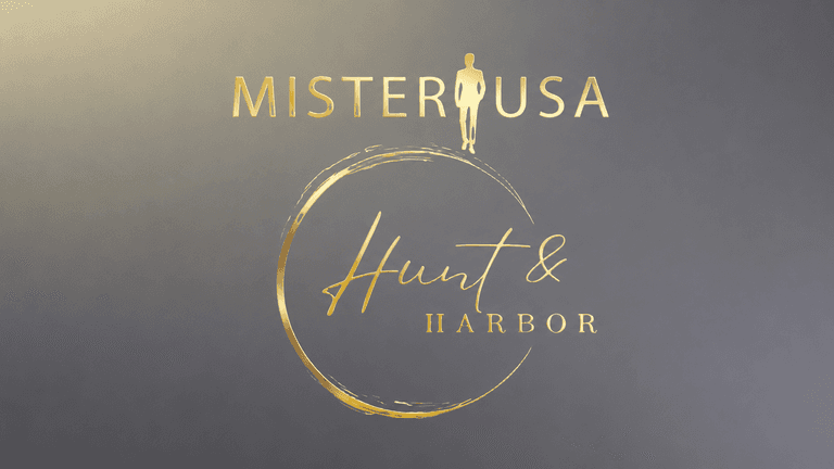 Gold Hunt & Harbor and Mister USA logo on a dark gradient background.