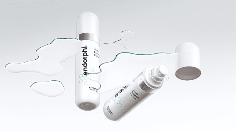 Endorphi Reset Mist, a minimalist skincare solution with hypochlorous acid, designed for active, sensitive skin recovery after workouts.