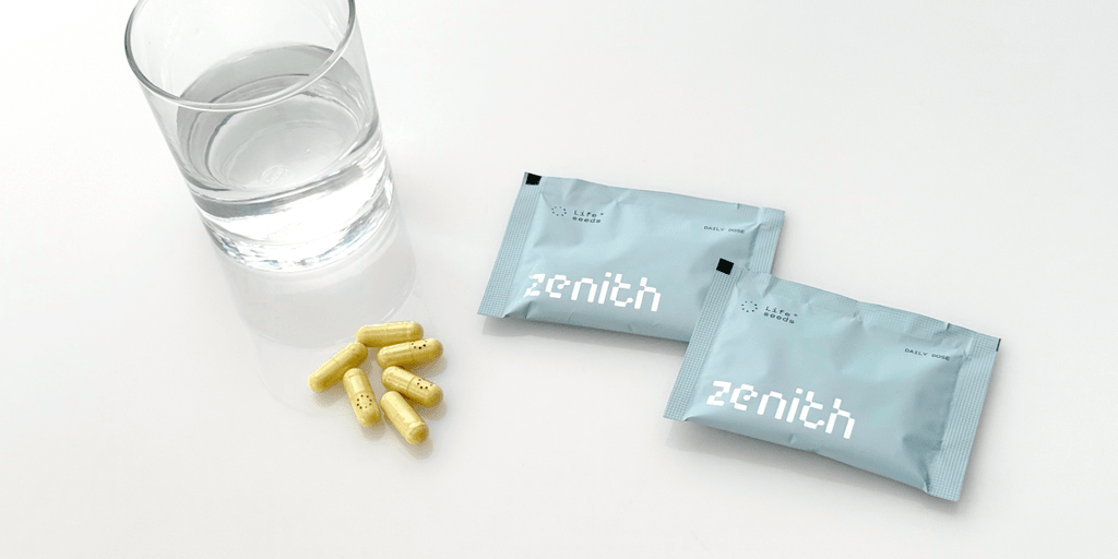 Lifeseeds Zenith two-day senolytic protocol — daily dose sachets with fisetin and quercetin capsules