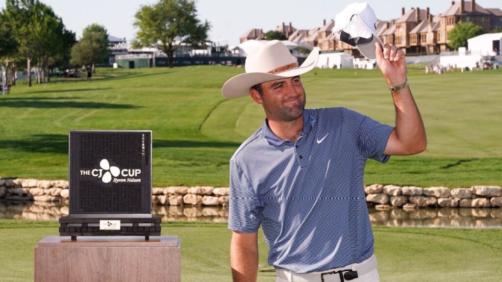 Scheffler matches 72 hole scoring record with cj cup victory