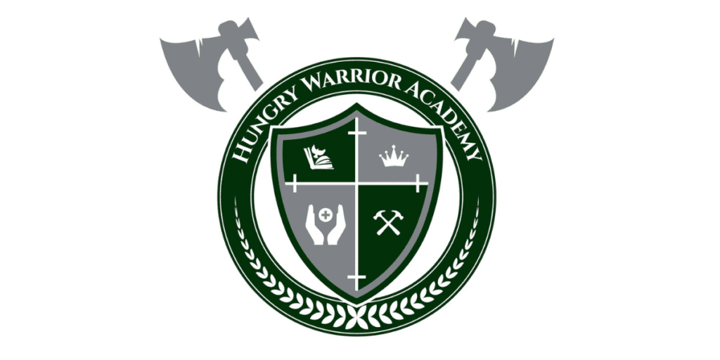 The Hungry Warrior Academy logo represents a faith-based, community-driven approach to help men overcome behavioral addictions and reclaim purpose.